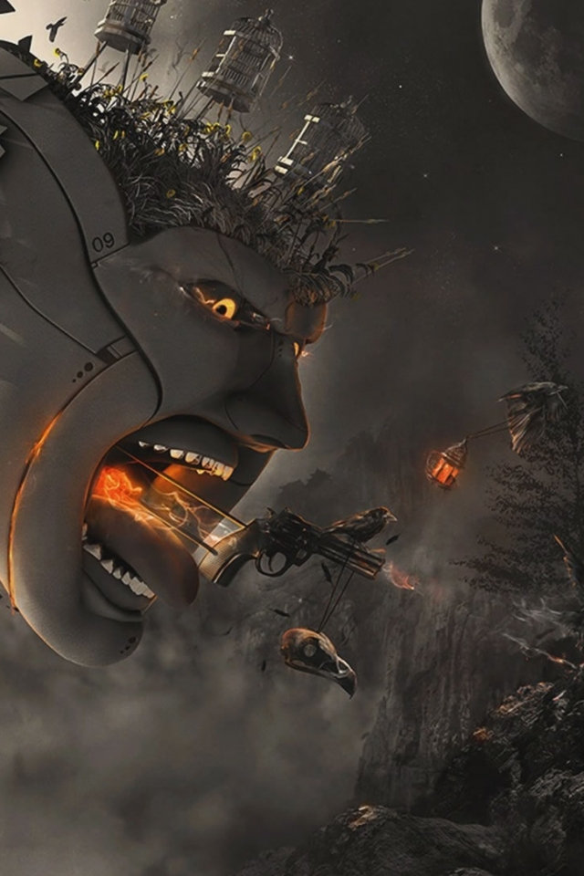 Fantasy Art Face In Smoke - HD Wallpaper 