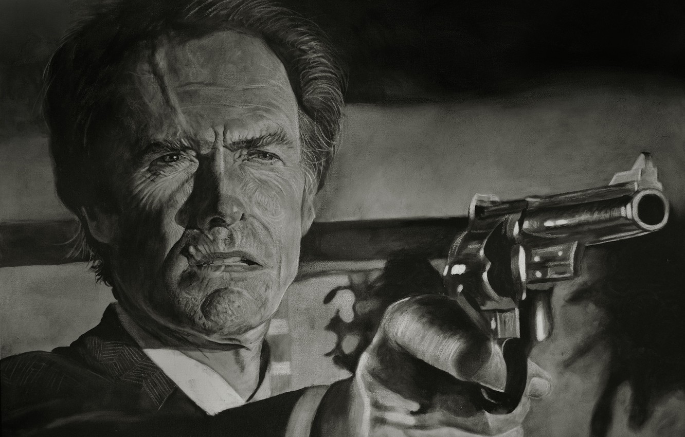 Photo Wallpaper Face, Figure, Revolver, Clint Eastwood, - Revolver - HD Wallpaper 