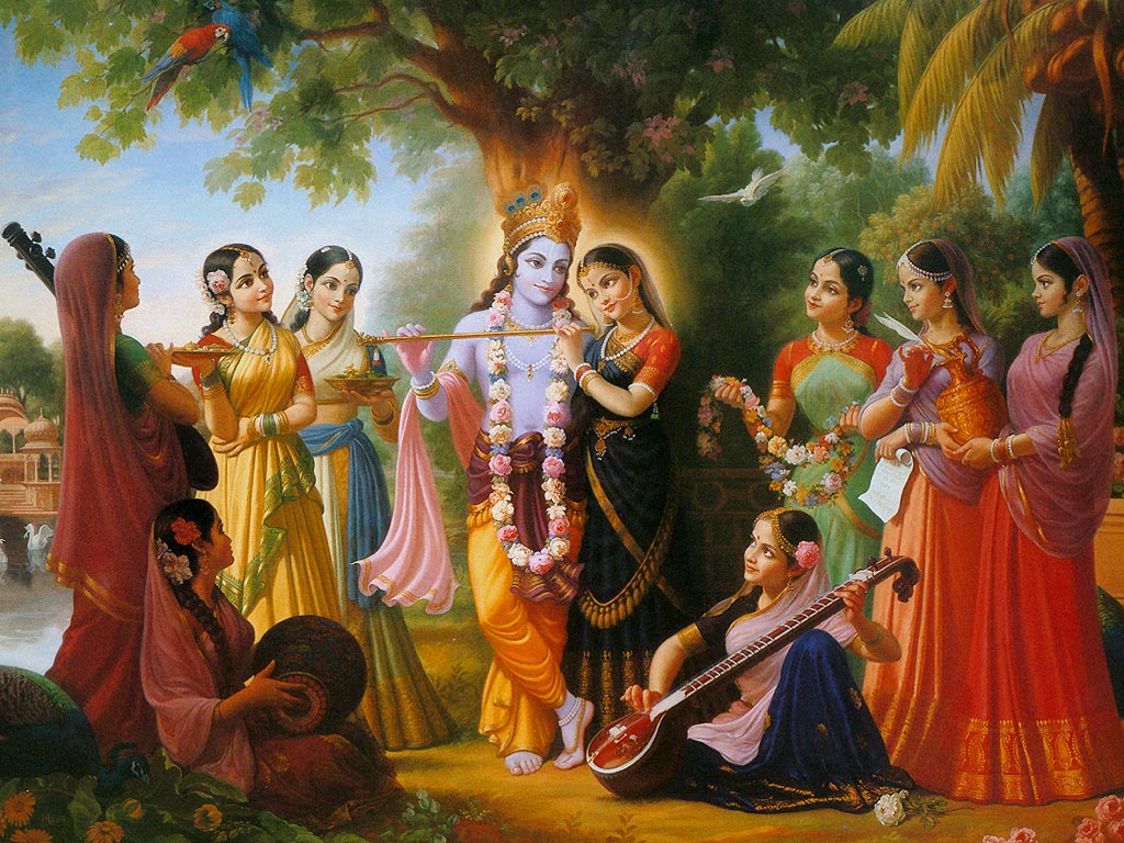 Radha Krishna Raslila Wallpaper Download - Lord Krishna With Girls - HD Wallpaper 