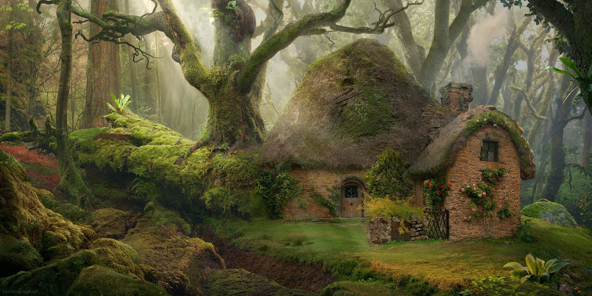Cottage In A Forest - HD Wallpaper 