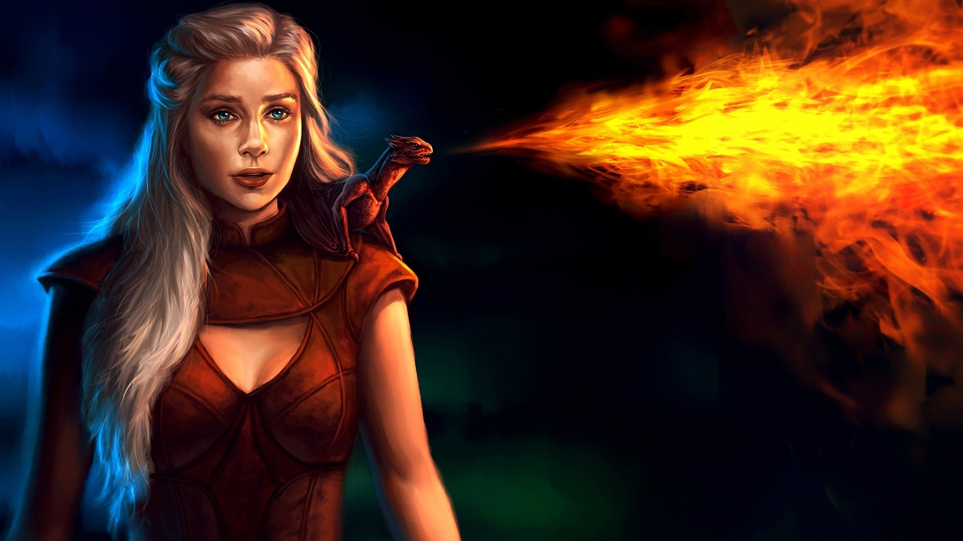 Fire Girl Fantasy Art - HD Wallpaper 