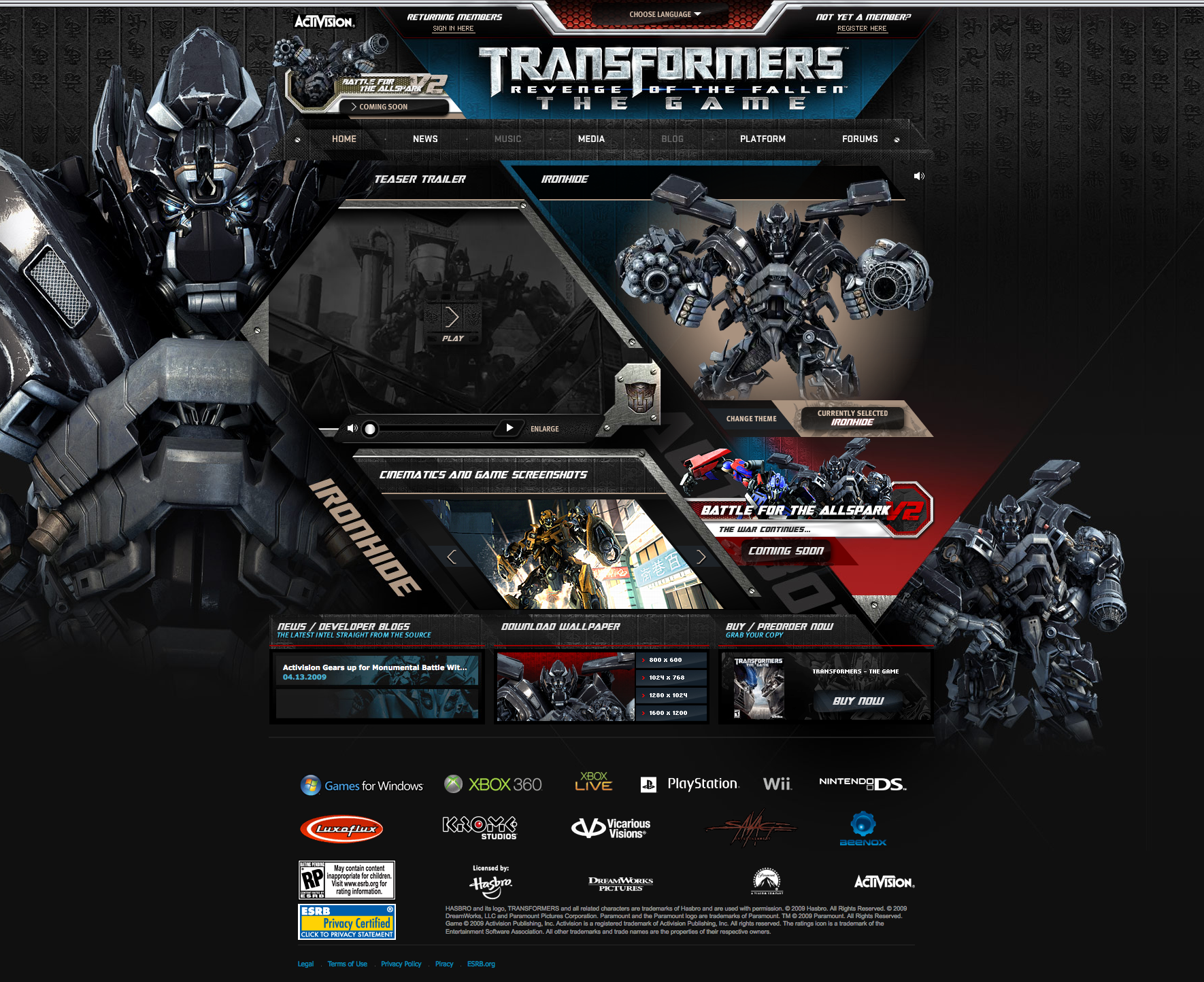 Transformers Revenge Of The Fallen Video Game Concept - HD Wallpaper 