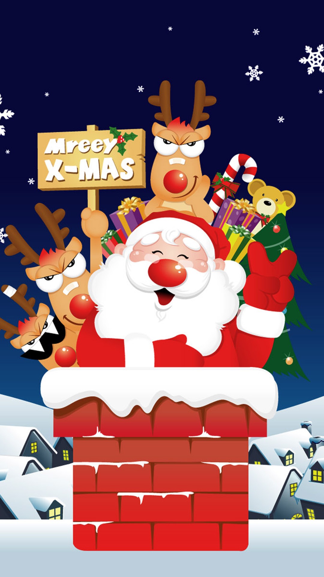 Roof Santa Christmas Iphone6 Wallpaper - Christmas Wallpaper Iphone Santa Claus - HD Wallpaper 