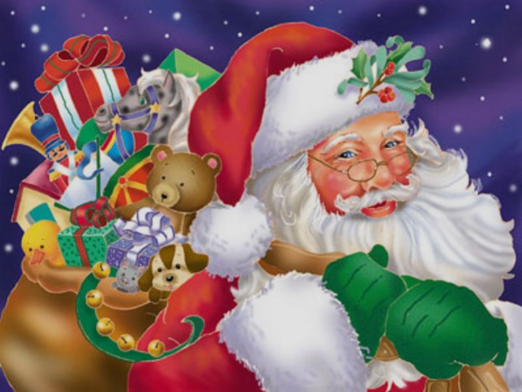 Santa Claus With Toys - HD Wallpaper 