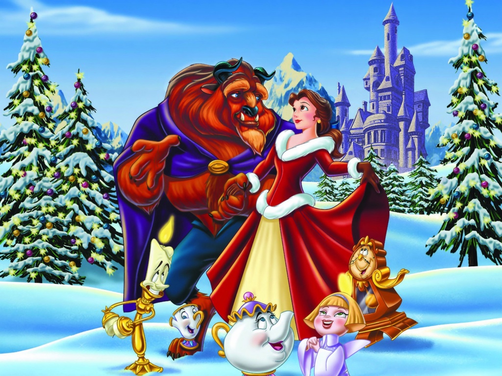 Beauty And The Beast Christmas Wallpaper - Disney Beauty And The Beast Christmas - HD Wallpaper 