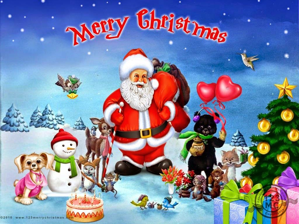 Merry Christmas Images With Santa Claus - HD Wallpaper 