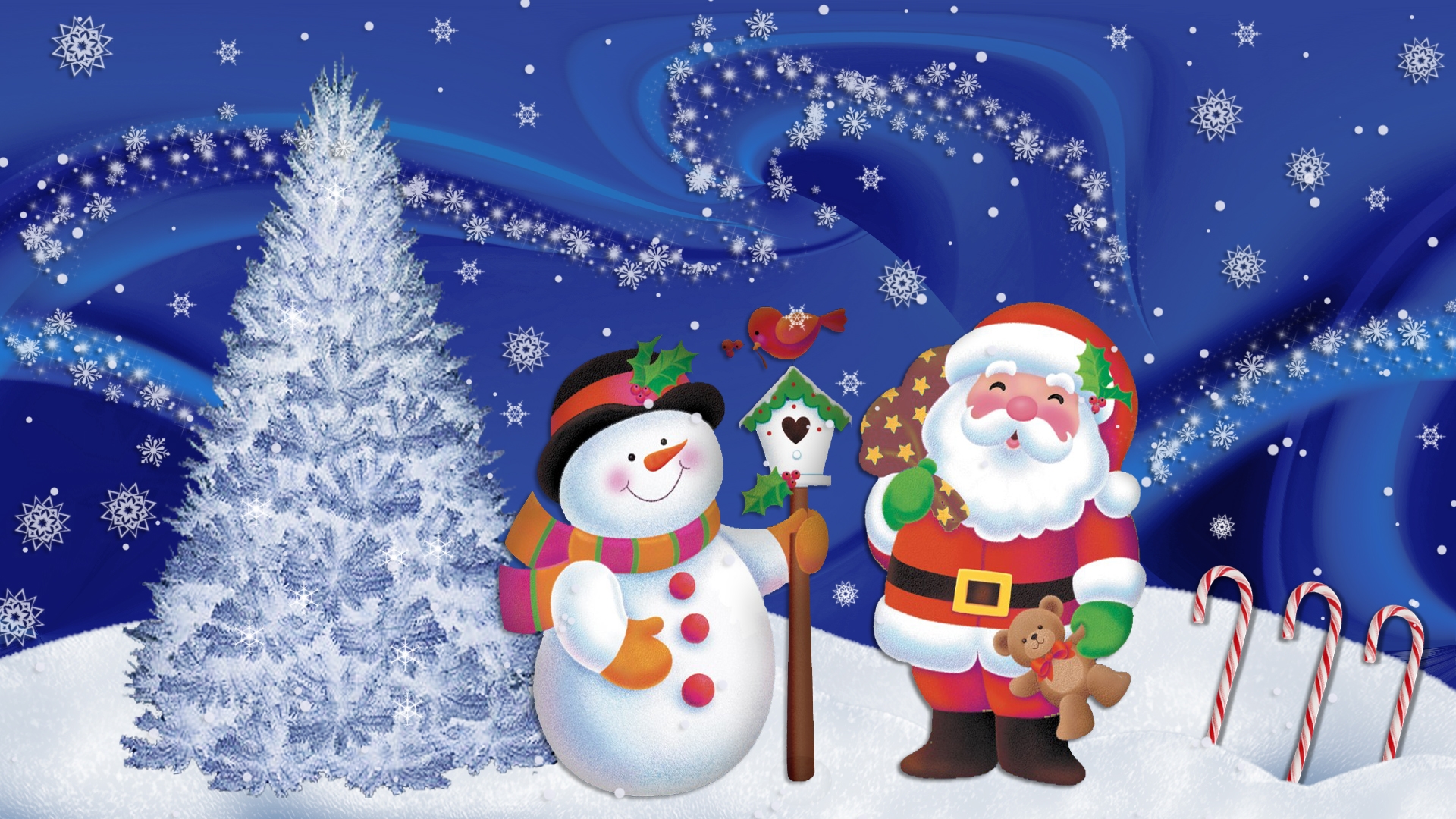 Christmassantaclaus And Snowman Wallpaper-1920x1080 - Merry Christmas Full Hd - HD Wallpaper 