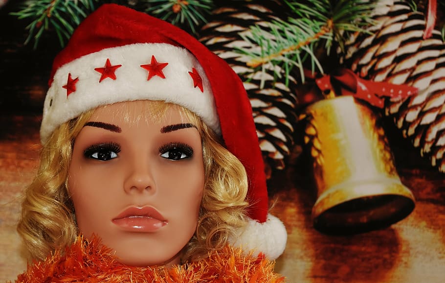 Woman, Pretty, Christmas, Santa Hat, Face, Young, Shooting, - Női Karácsonyi Arc - HD Wallpaper 