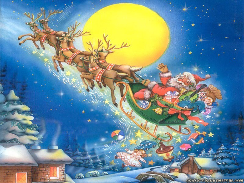 Paesaggio Di Natale Con Babbo Natale - HD Wallpaper 