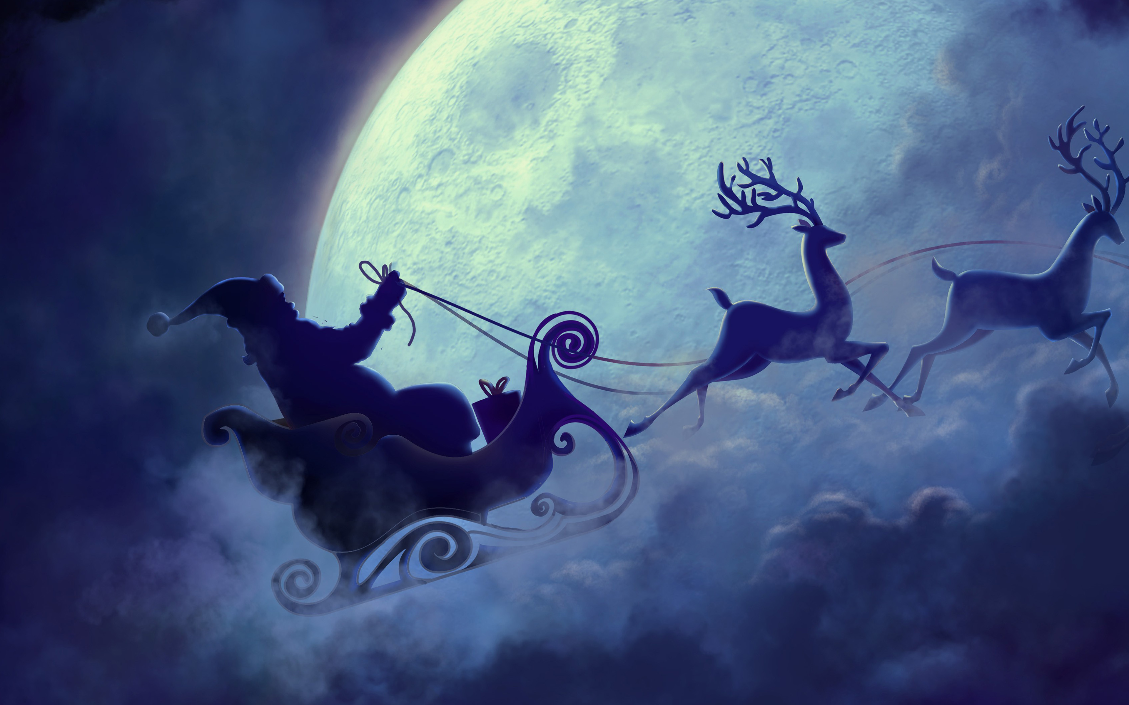 Santa And Reindeer Facebook Banner - HD Wallpaper 