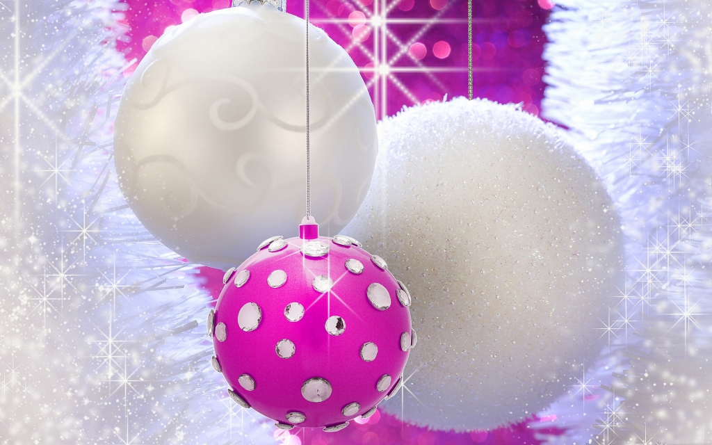 Light Ball Merry Christmas Wallpaper Download Wallpaper - Pink And White Christmas Balls - HD Wallpaper 