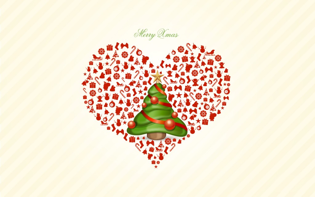 Holiday Hearts Wallpaper - Merry Christmas Love Heart - HD Wallpaper 