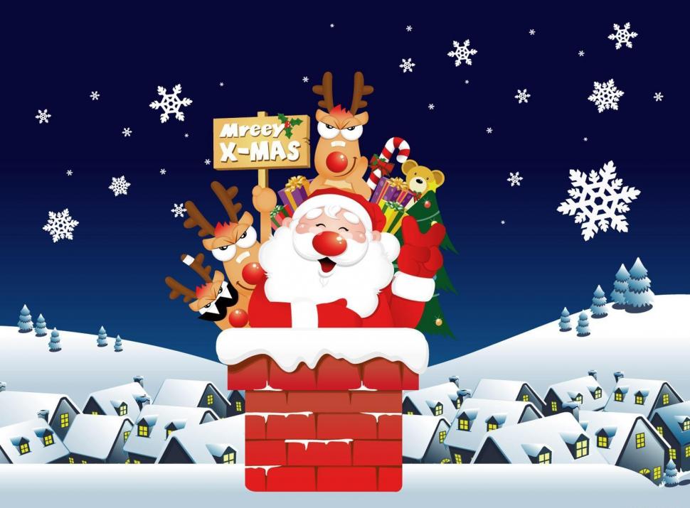 Santa Claus, Reindeer, Pipe, Gifts, Night, Home, Christmas - Dress Down Day Christmas - HD Wallpaper 