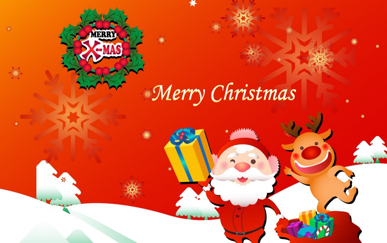 Santa And Rudolf Merry Christmas Wallpapers - Merry Christmas - HD Wallpaper 