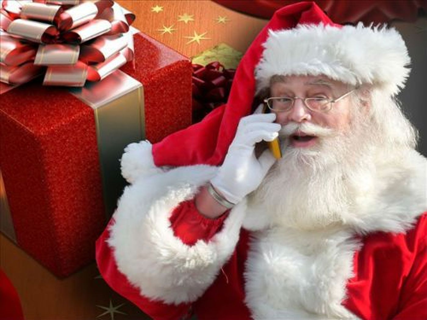 Santa On Teh Phone - HD Wallpaper 