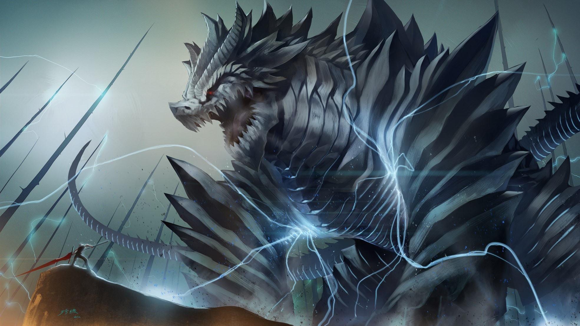 Lightning Dragon Wallpaper For Free - Lightning Cool Dragons - HD Wallpaper 