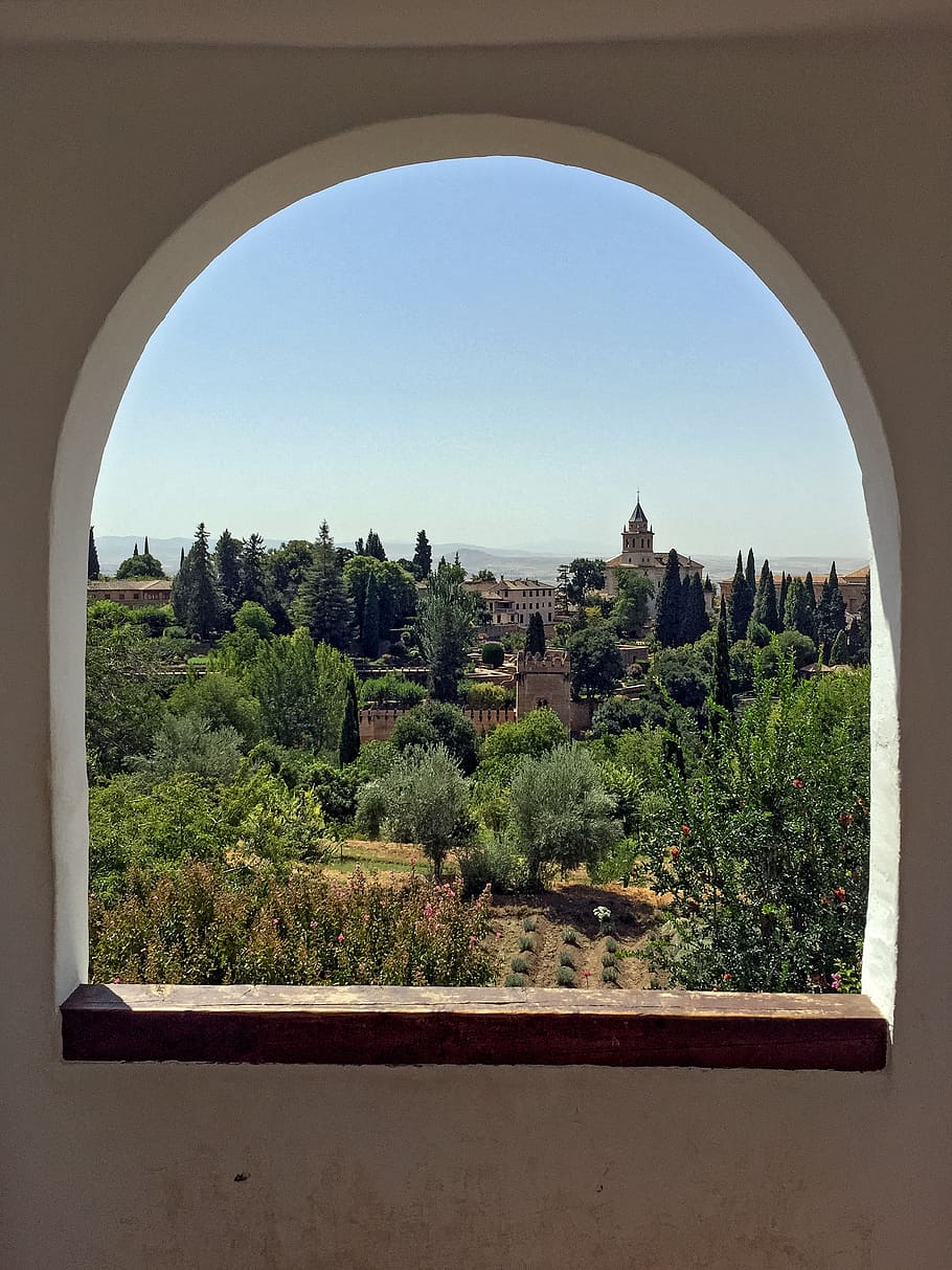 Window, Archway, Architecture, Spain, Granada, Alhambra, - Archway Window - HD Wallpaper 