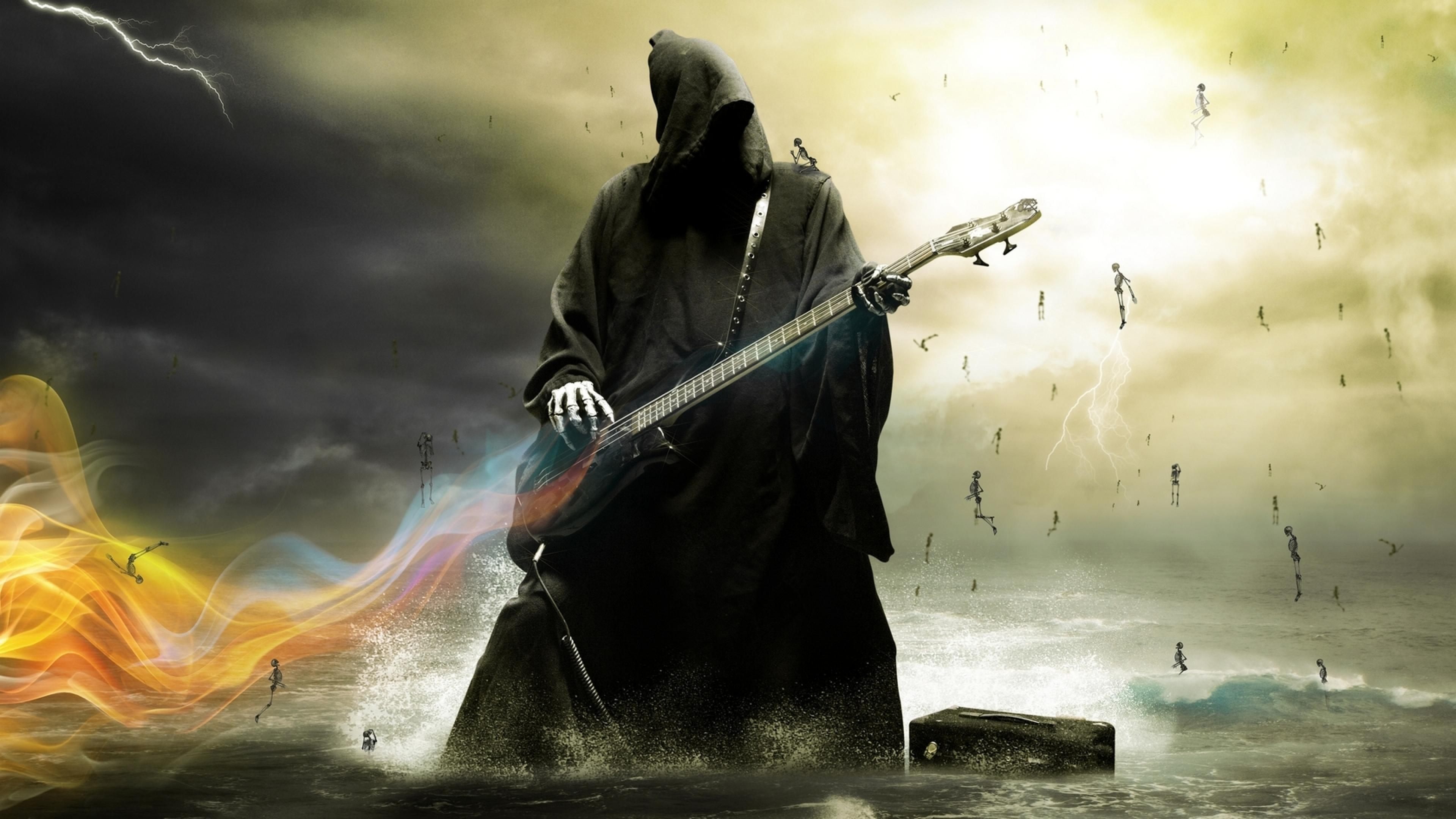 Grim Reaper With Guitar - HD Wallpaper 