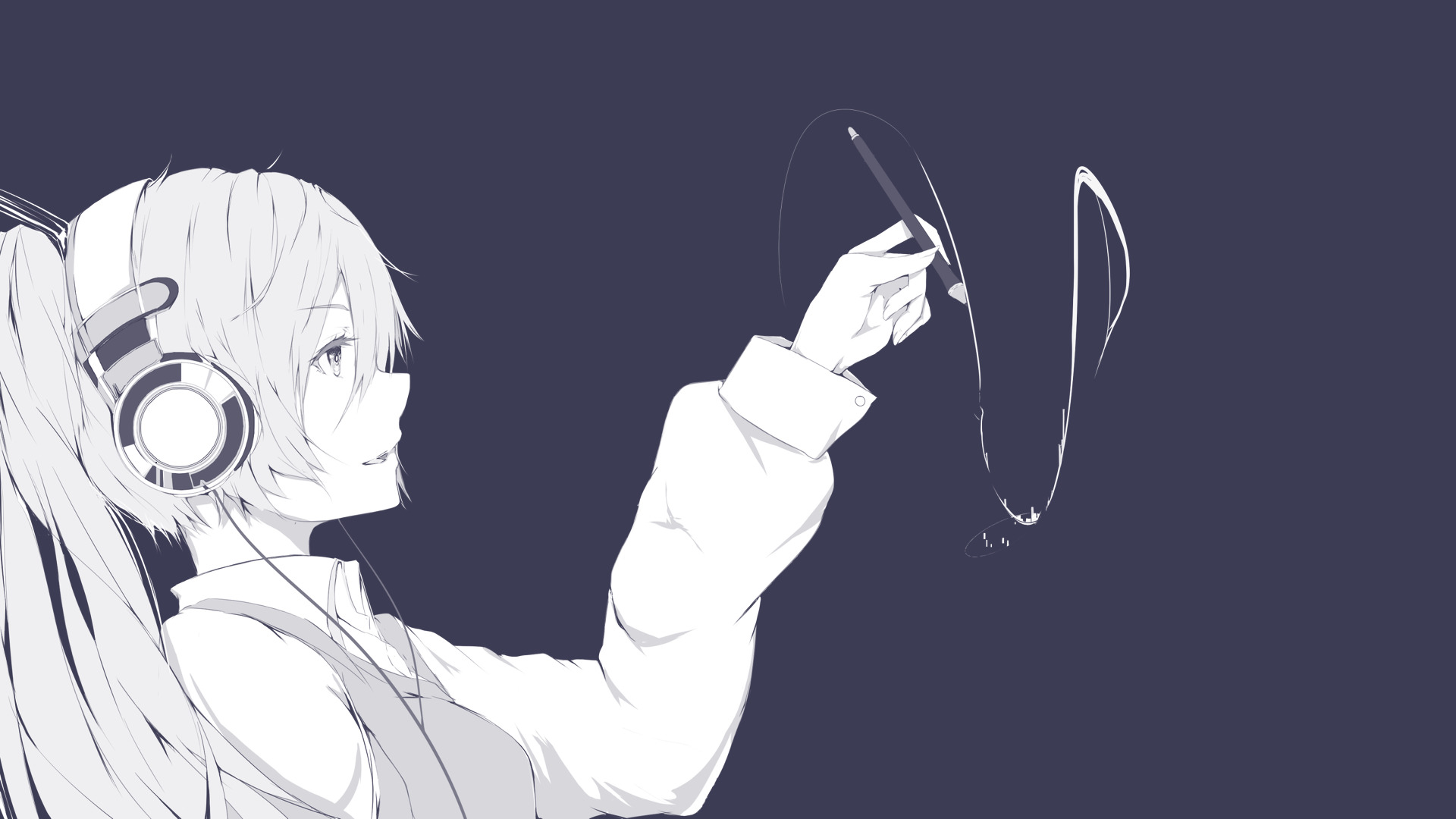 Music Headphone Anime Girl - HD Wallpaper 