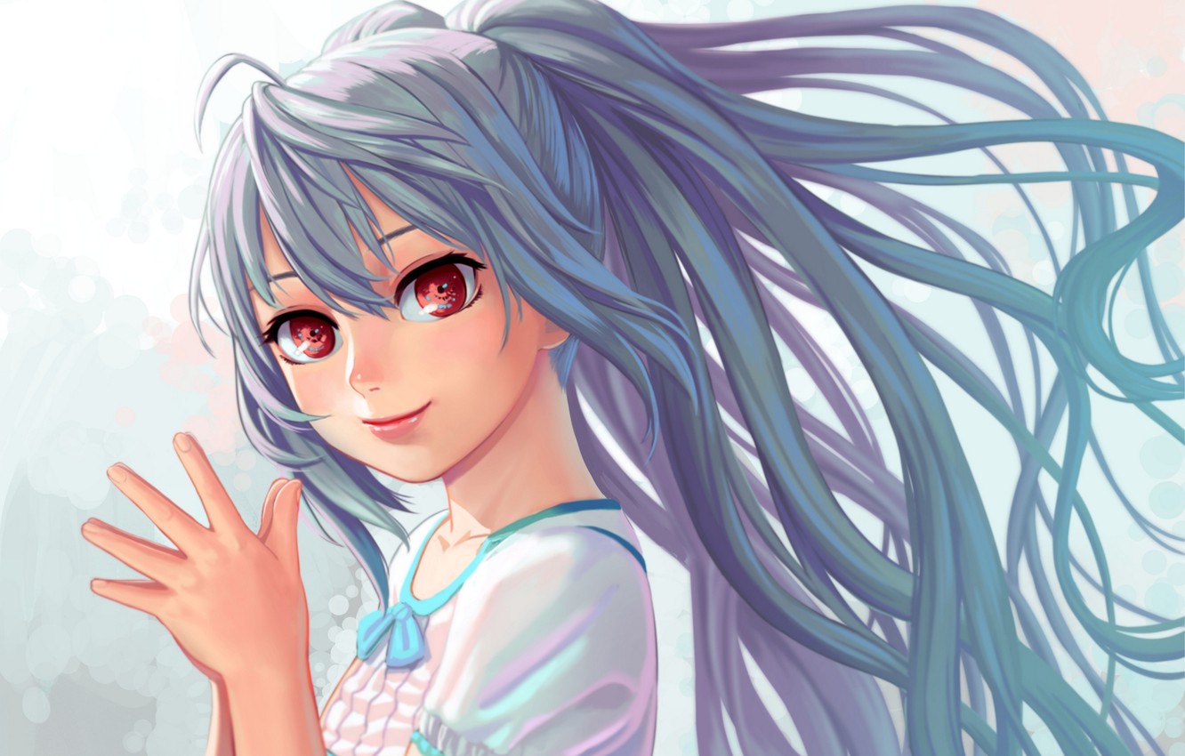 Photo Wallpaper Eyes, Girl, Face, Smile, Anime, Art, - Plastic Memories Isla Art - HD Wallpaper 