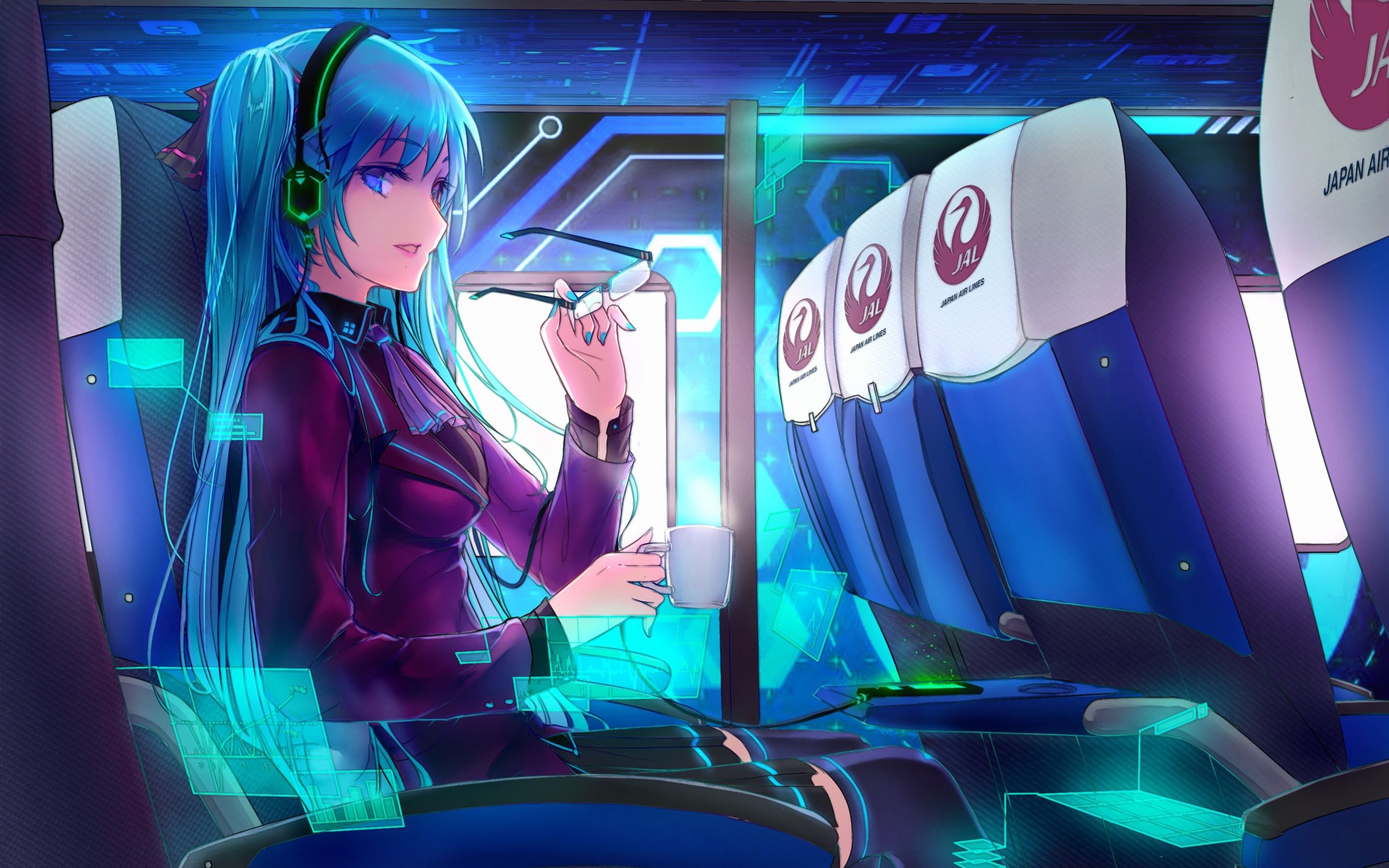 Wallpaper Hatsune Miku, Blue Hair Anime Girl, Tea, - Anime Hatsune Miku - HD Wallpaper 