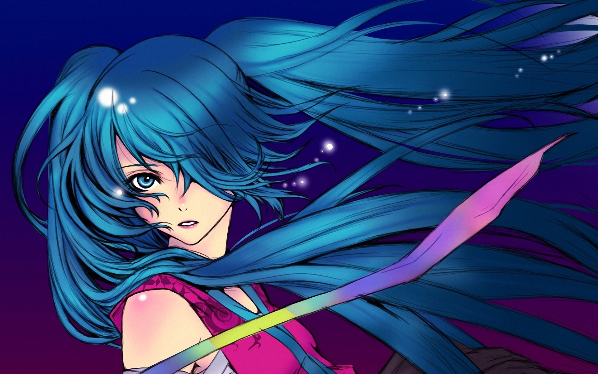 Anime Girl Blue Hair - HD Wallpaper 