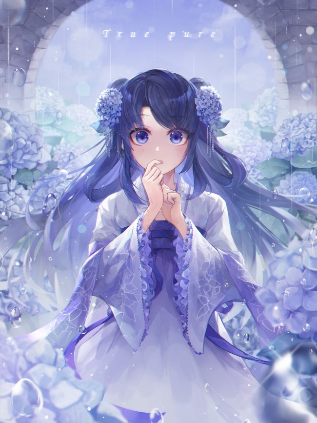 Anime Girl, Dress, Blue Eyes, Raining, Water Drops - 650x867 Wallpaper - Anime Girl, Dress, Blue Eyes, Raining, Water Drops - 650x867 Wallpaper -