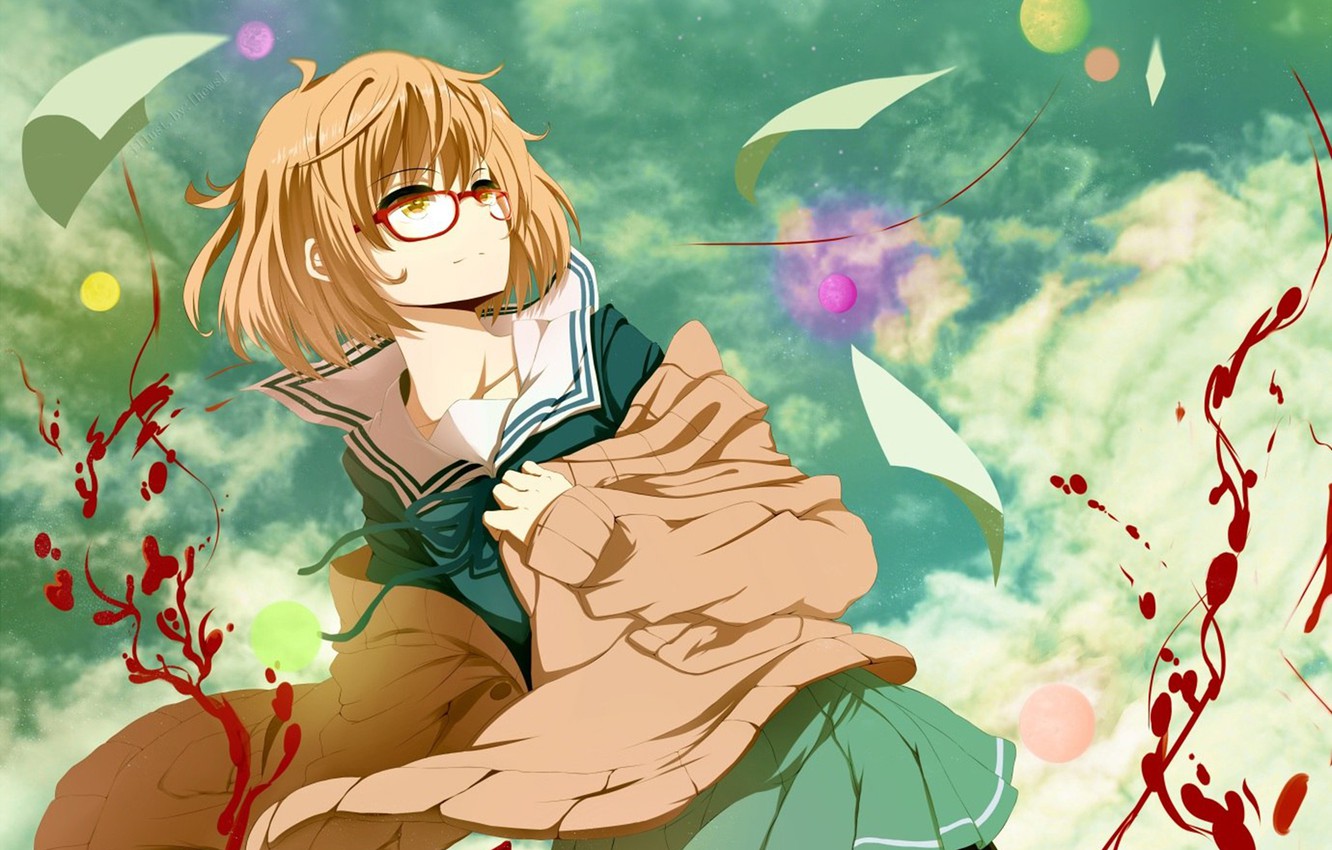 Photo Wallpaper Blood, Anime, The Sky - Kyoukai No Kanata Mirai Kuriyama San - HD Wallpaper 