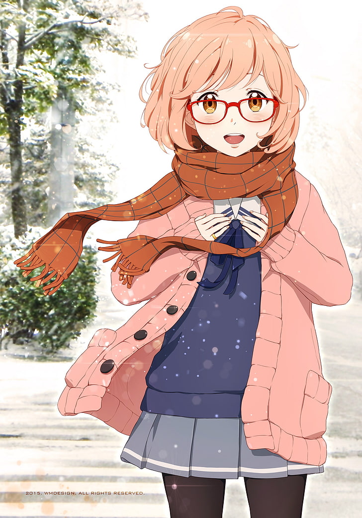 Kyoukai No Kanata, Anime Girls, Kuriyama Mirai, Snow, - HD Wallpaper 