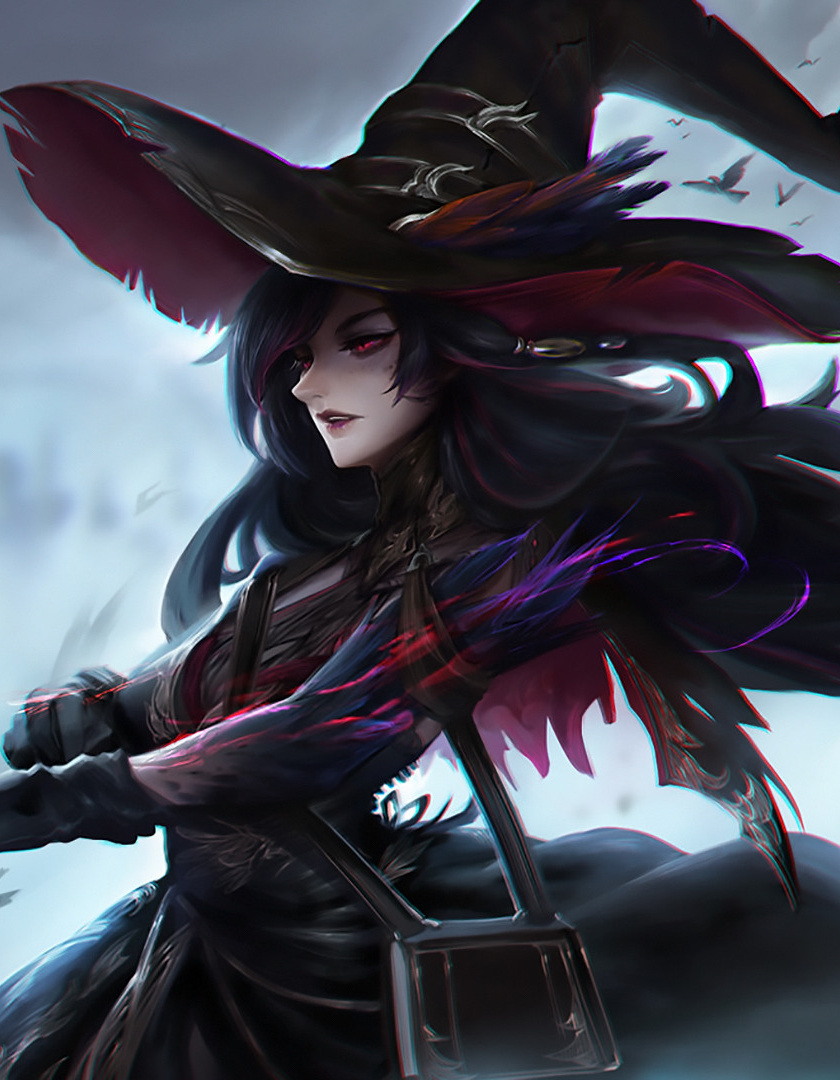 Dark, Witch, Fantasy, Crow, Raven, Wallpaper - Fantasy Dark Anime Witch - HD Wallpaper 