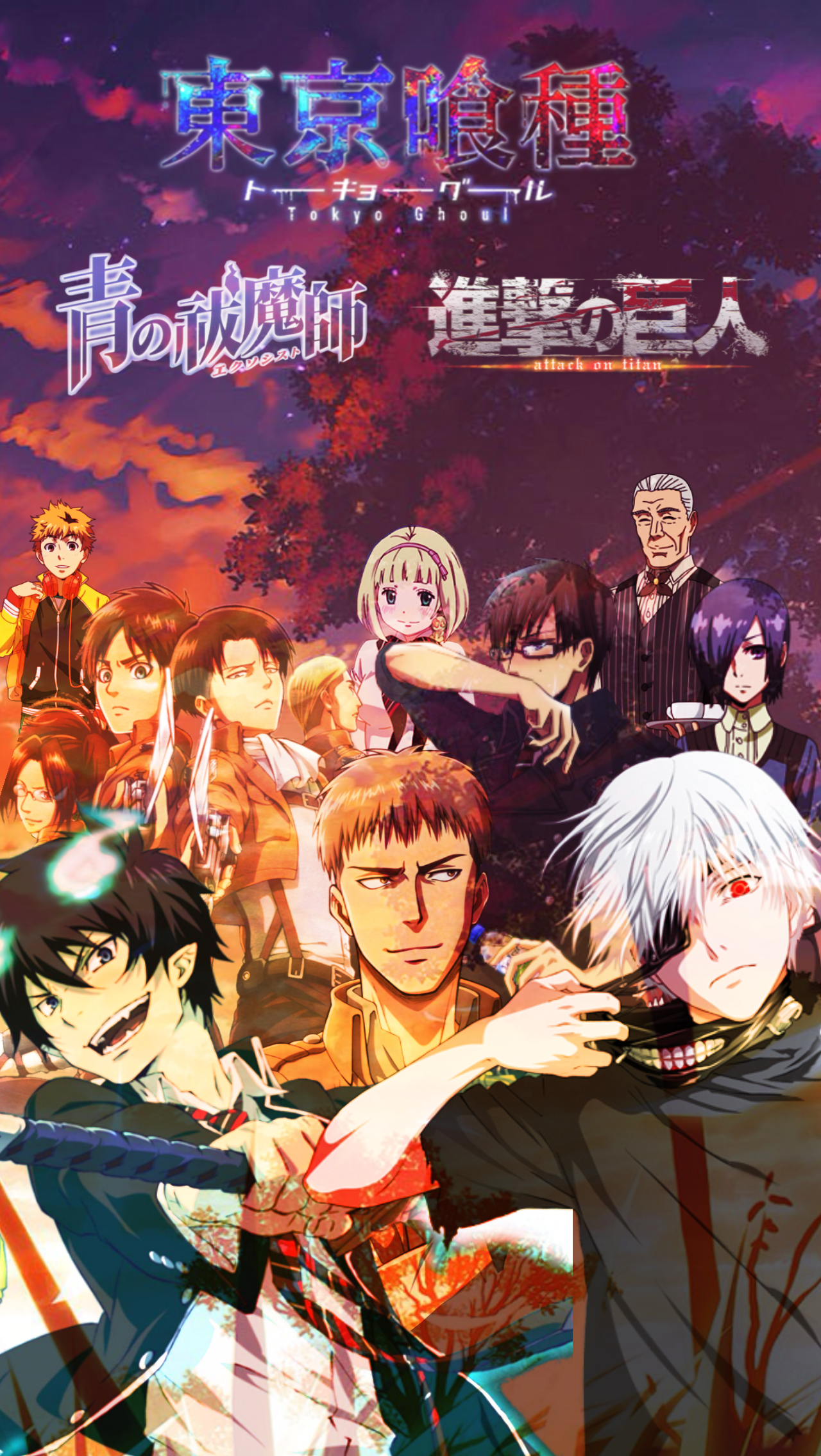Blue Exorcist And Tokyo Ghoul - HD Wallpaper 