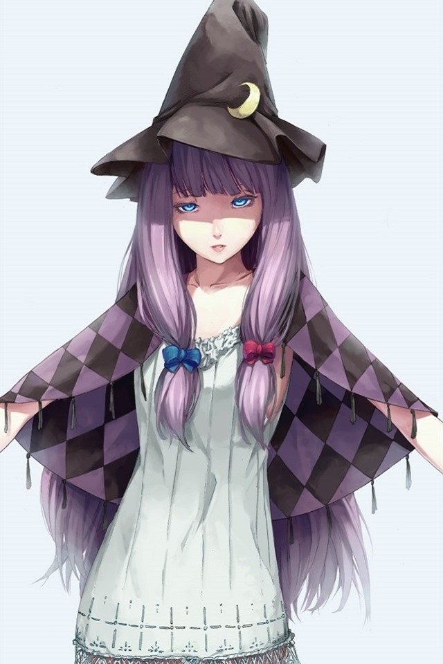 Iphone Wallpaper Blue Eyes Girl, Purple Hair, Witch, - Anime Galaxy Witch - HD Wallpaper 