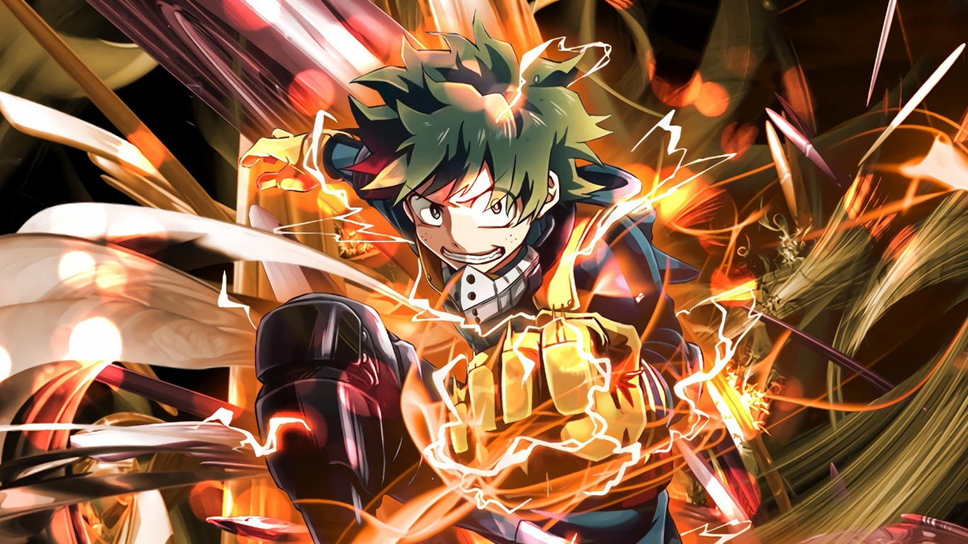 Anime Izuku Midoriya Fire Power Art Wallpaper My Hero Academia 4k