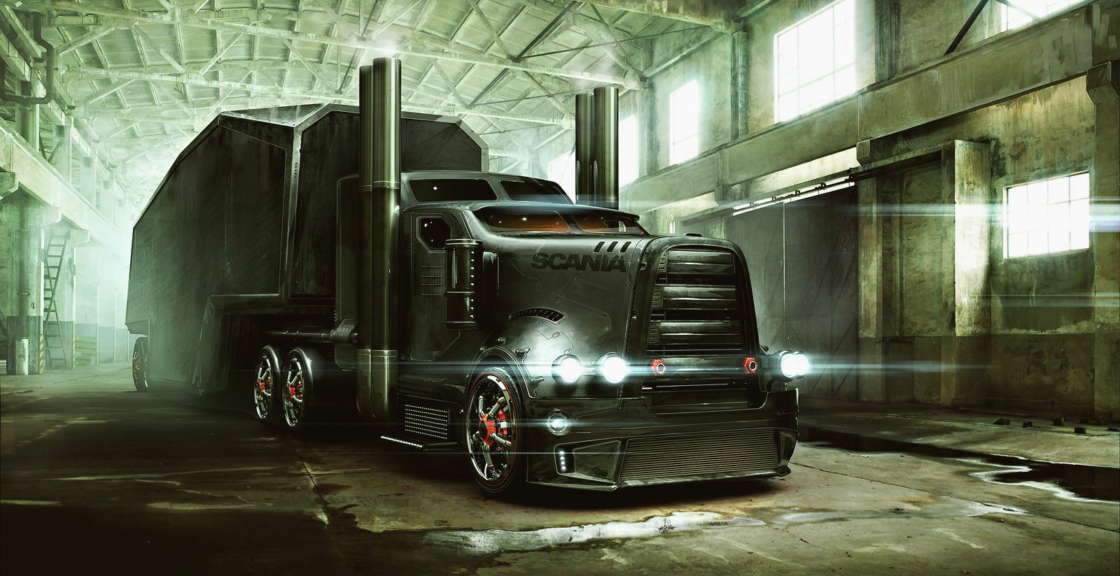 Sci Fi Semi Truck - HD Wallpaper 