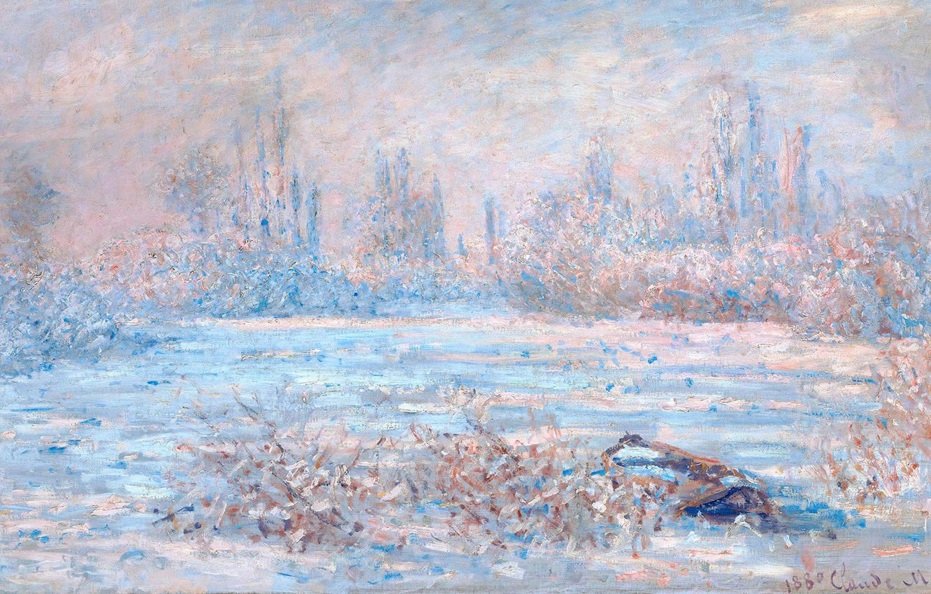 Photo Wallpaper Landscape, Picture, Claude Monet, Claude - Claude Monet Frost - HD Wallpaper 