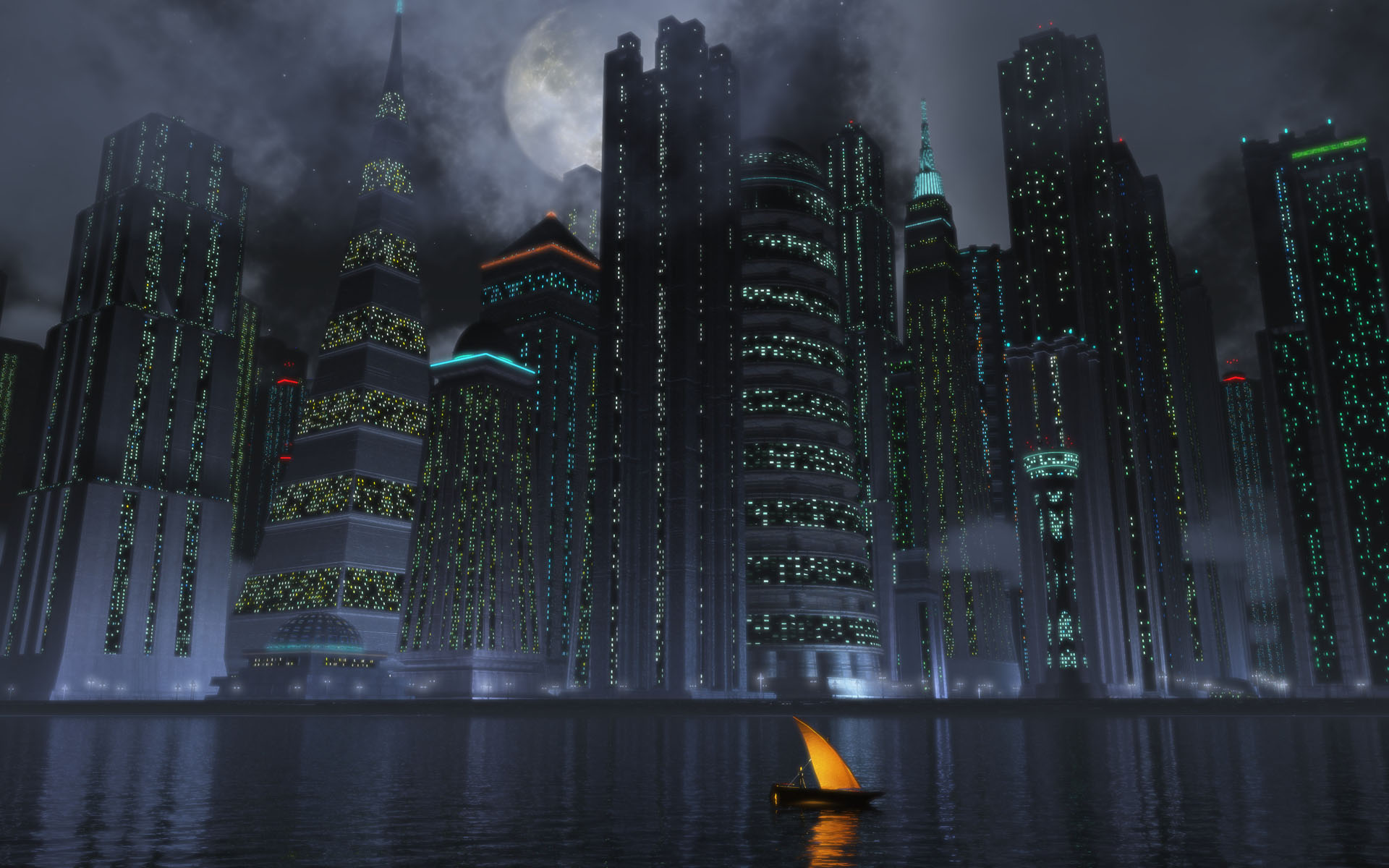 Hd Wallpapers 3d Digital Design Widescreen Wallpaper - City At Night Digital Art - HD Wallpaper 