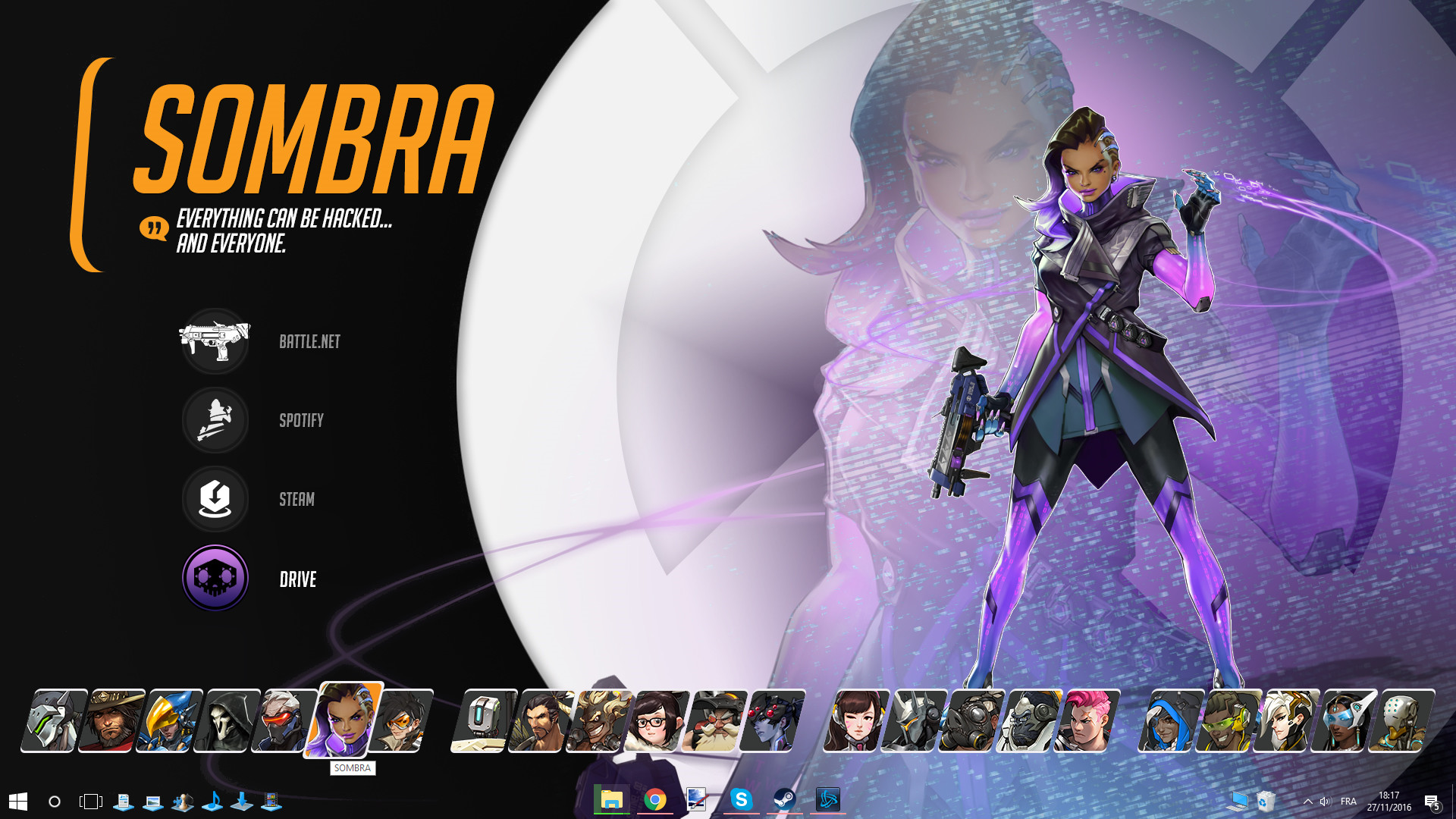 All 21 Heroes Interactive Wallpaper - Rainmeter Skins Overwatch Ui - HD Wallpaper 