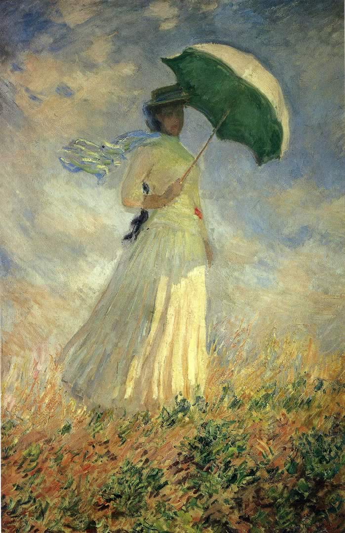 Woman With A Parasol Facing Right - Woman With A Parasol Monet - HD Wallpaper 