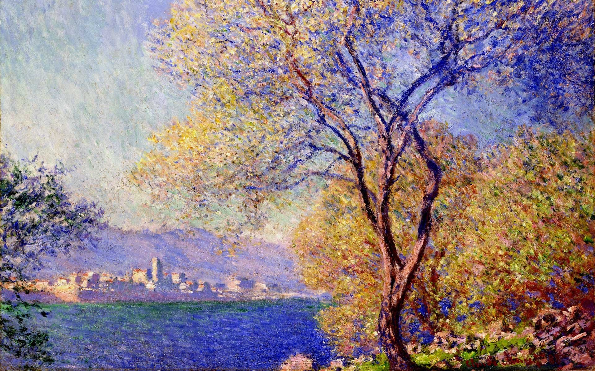 1920x1200, Wallpaper Claude Monet Antibes Seen From - Antibes Seen From The Salis Gardens 01 - HD Wallpaper 