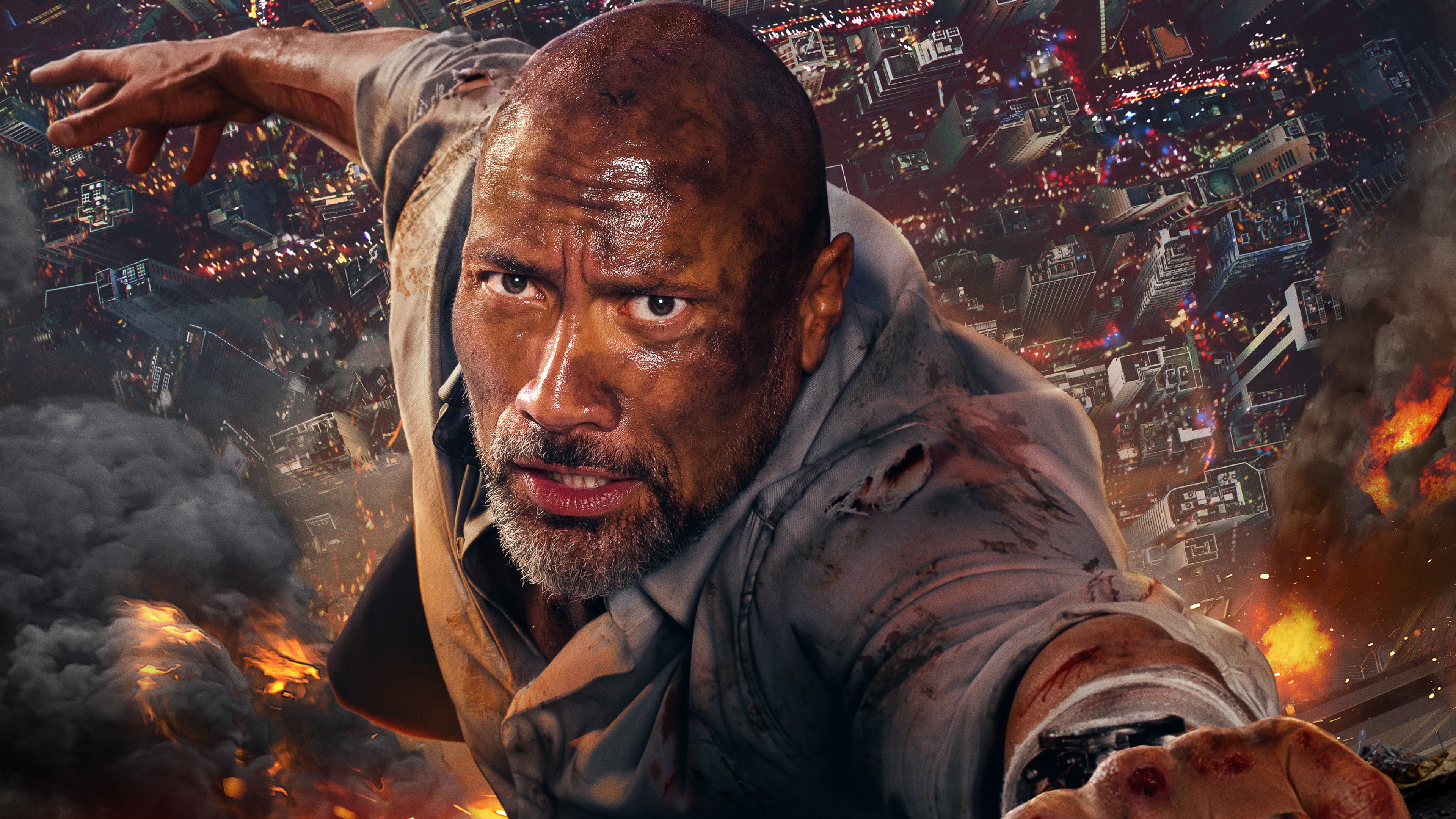 Dwayne Johnson Photo In Skyscraper Wallpaper 4k-3840x2160 - Skyscraper Dwayne Johnson - HD Wallpaper 