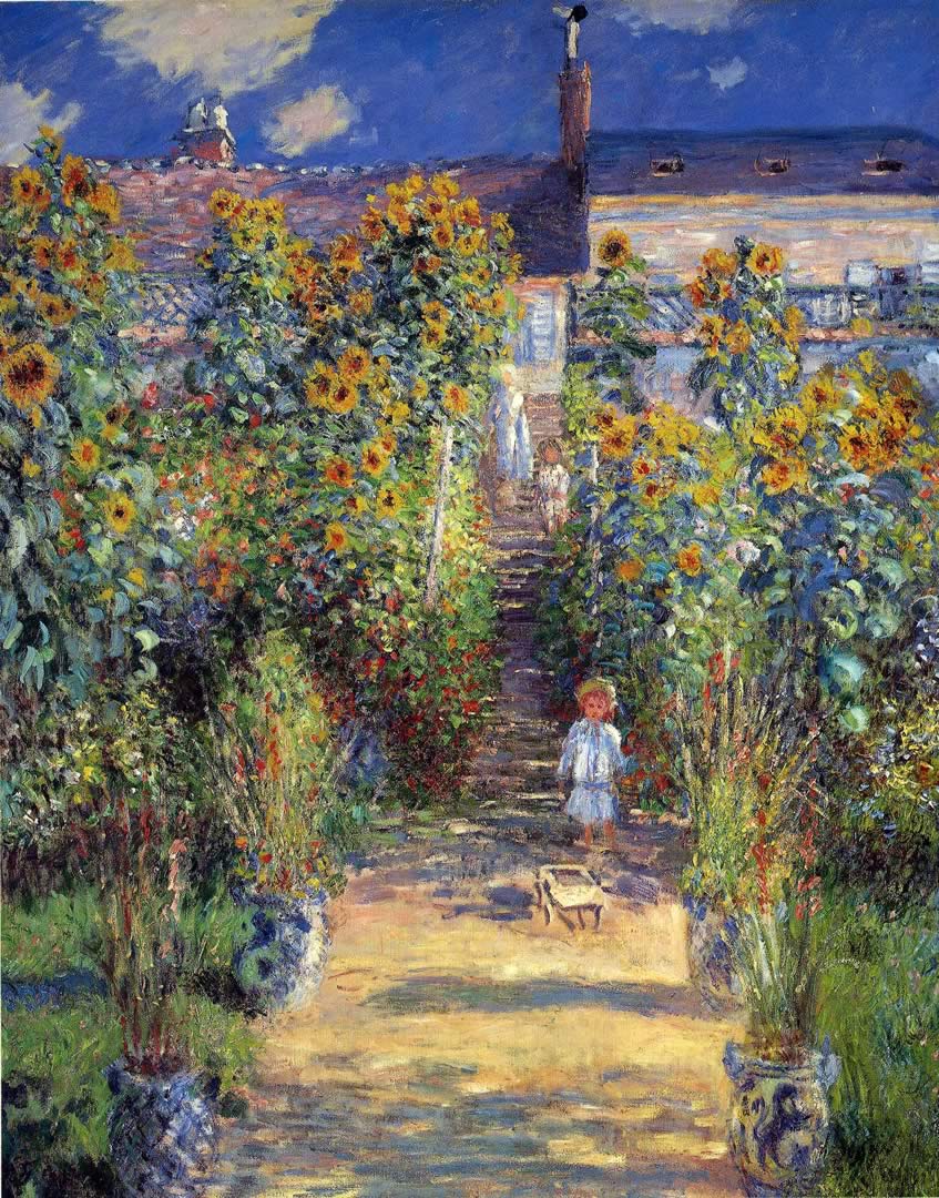 Monets Garden At Vetheuil - Claude Monet Paintings - HD Wallpaper 