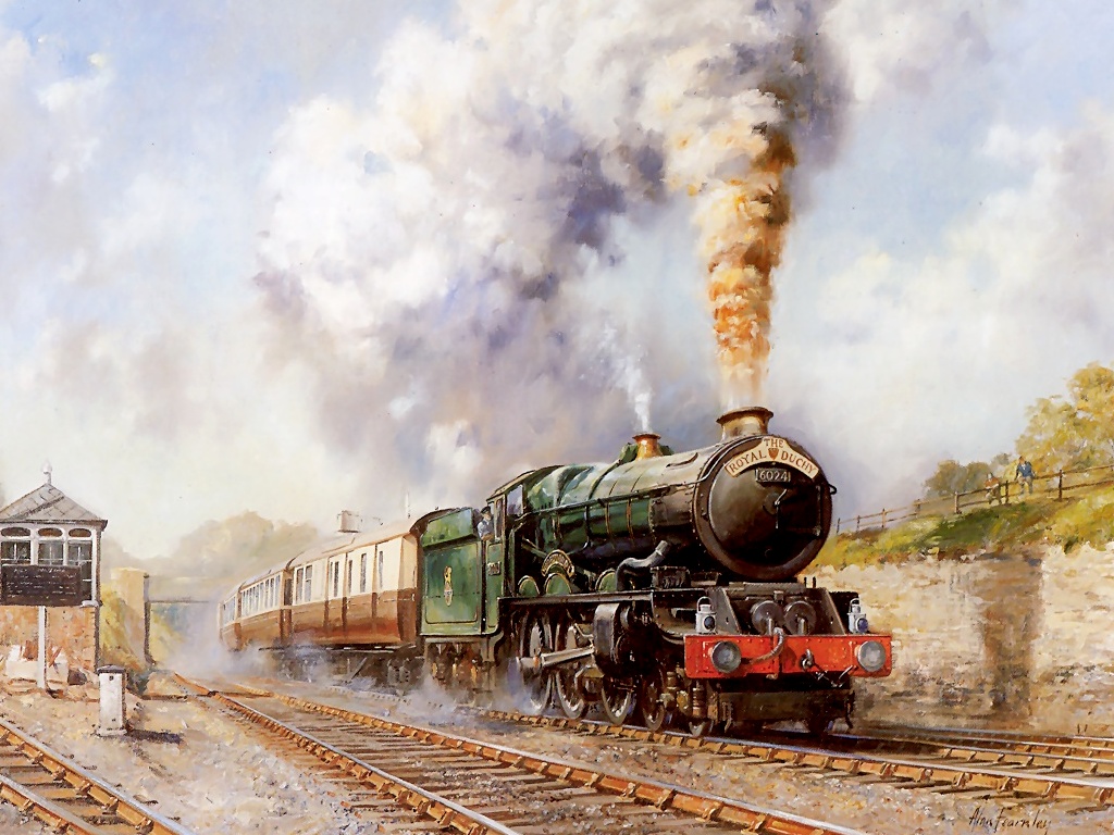 The Royal Duchy Steam Train Painting - Steam Train Wallpaper Uk - HD Wallpaper 