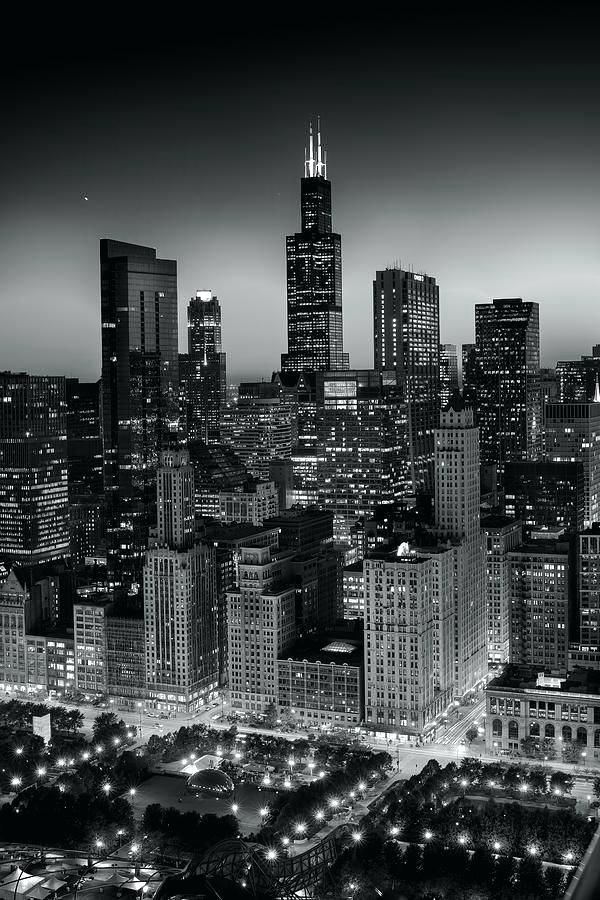 Chicago Wallpaper City Light B W Photograph By Chicago - Baek Hyun City Lights - HD Wallpaper 