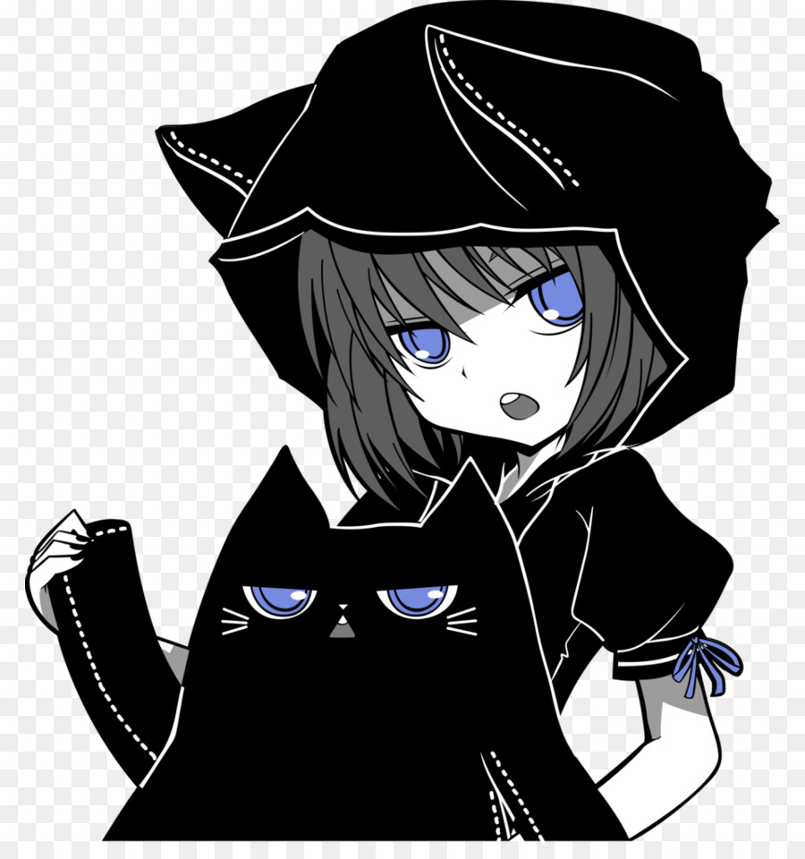 Catgirl Youtube Anime Desktop Wallpaper - Black Anime Girl With Cat - HD Wallpaper 