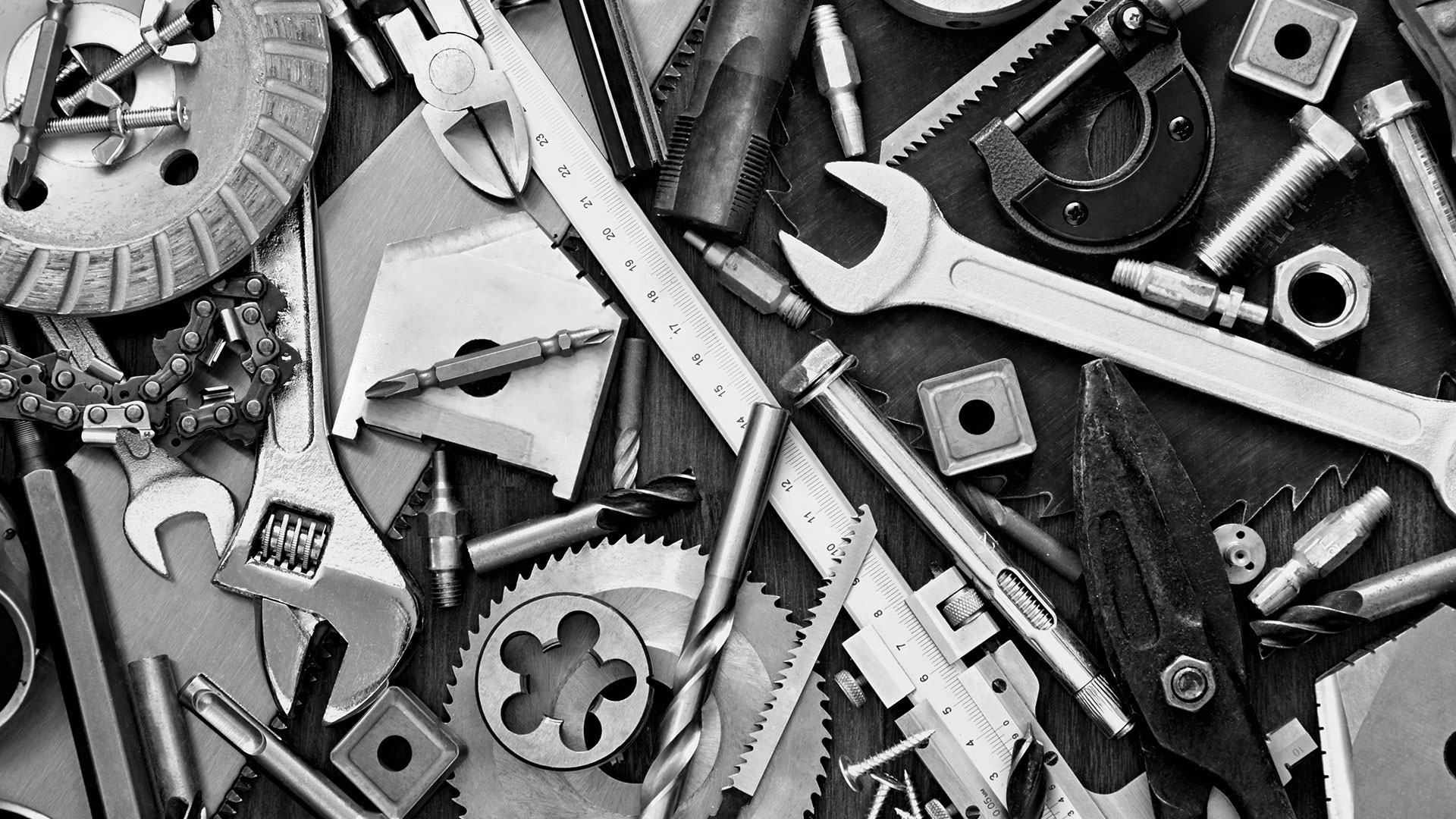 Black And White Tools, Displayed All Over The Screen - Black And White Tools - HD Wallpaper 