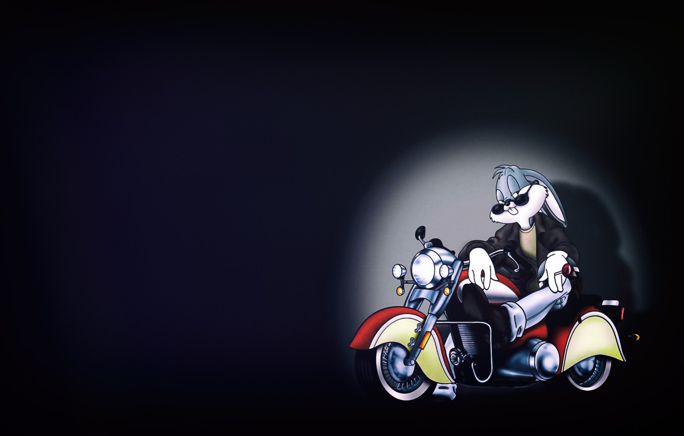 Photo Wallpaper Rabbit, Motorcycle, Cartoon, Looney - Bugs Bunny - HD Wallpaper 