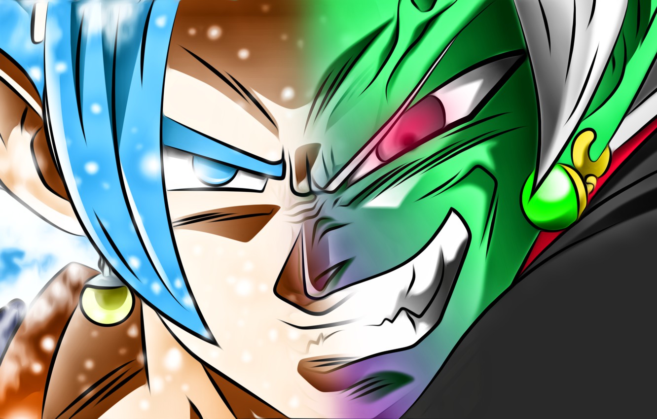 Photo Wallpaper Goku, Vegeta, Super Saiyan Blue, Dragon - Vegito And Fused Zamasu - HD Wallpaper 