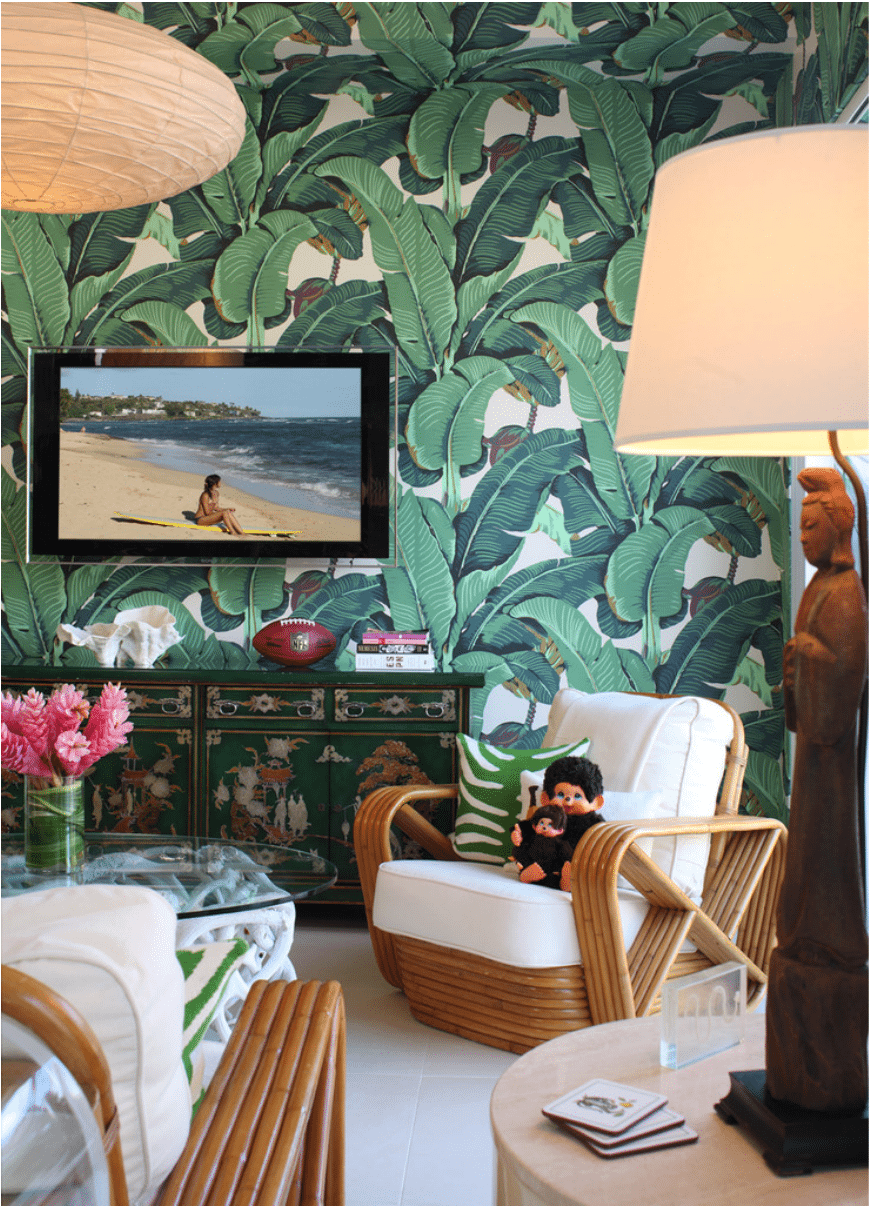 Palm Leaf Wallpaper Room - HD Wallpaper 