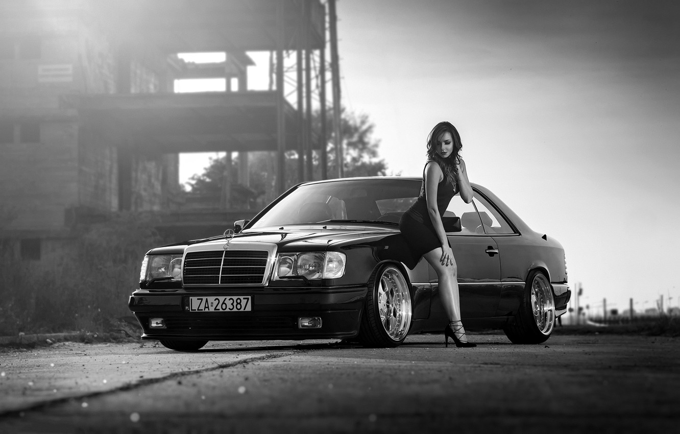 Photo Wallpaper Girl, Model, Coupe, Mercedes - W124 Обои - HD Wallpaper 