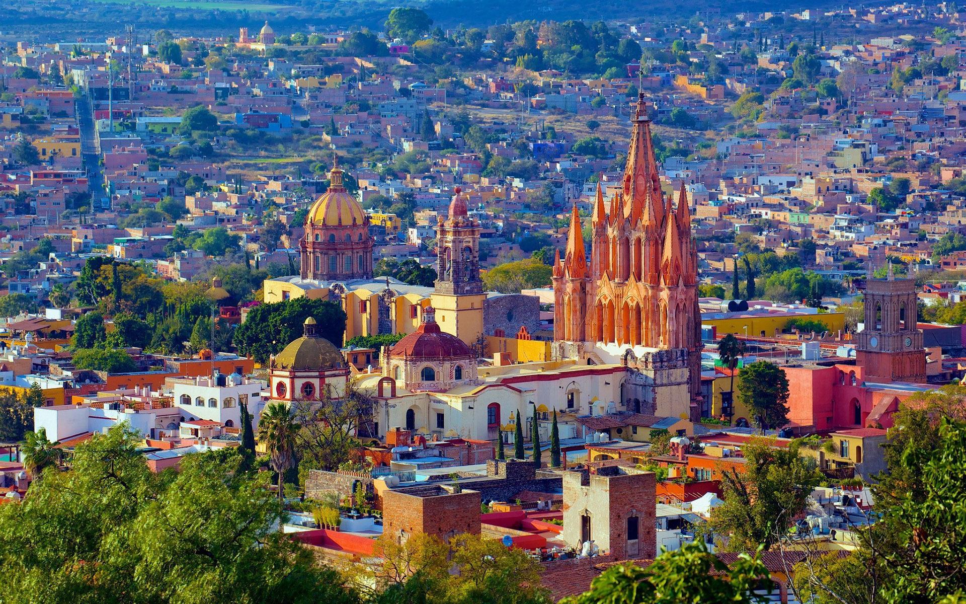 Church In Mexico Hd Desktop Wallpaper - San Miguel De Allende Mexico - HD Wallpaper 